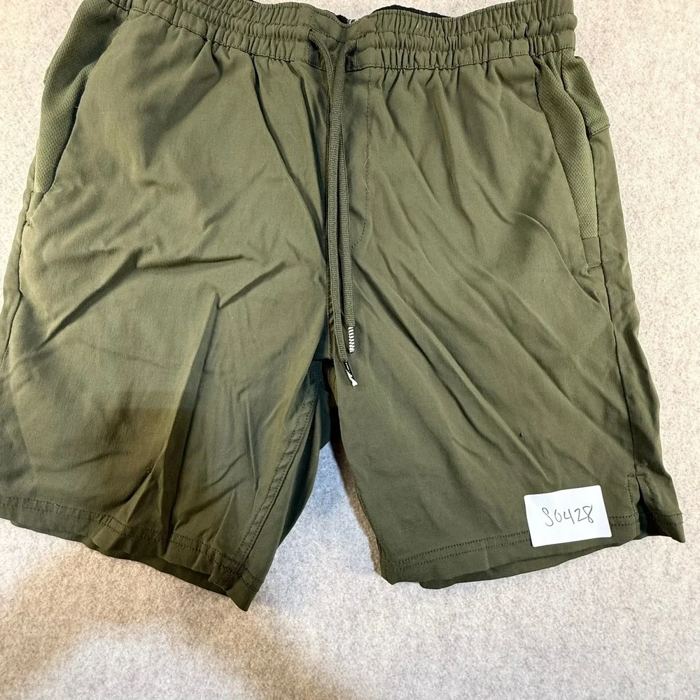Volcom Mens Olive Green Elastic Waist Drawstring Mesh Panel Shorts Size Medium